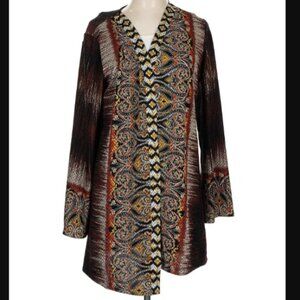 Susan Graver Stretch Textured Knit Long Sleeve Open Front Cardigan Jacket Sz L